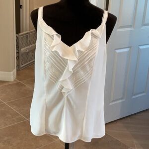 WHBM ruffle front off white camisole, size 8